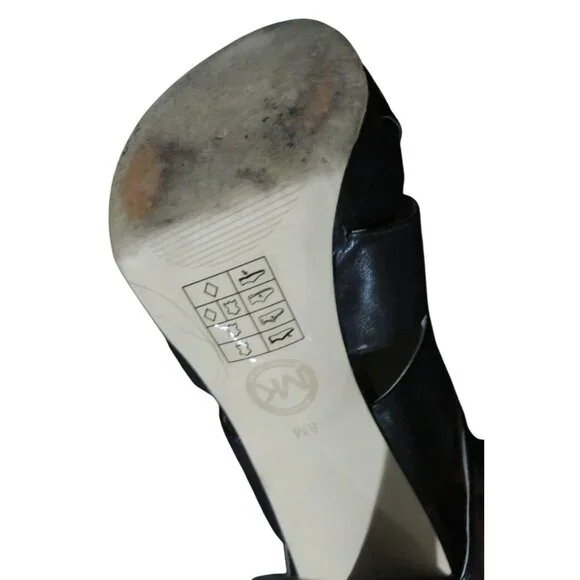 SOLD! Michael Kors Gisele Black Leather High Glossed Caged Platform Boots 8 - Picture 9 of 14